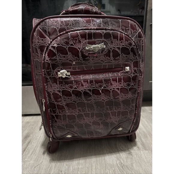 Kathy Van Zeeland 21" Burgundy Rolling Carry On Expandable 4 Wheeler Suitcase - Picture 1 of 16